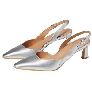 Naturalizer Womens Dalary Heels US 8.5 N EU 39 Silver Leather Slingback EUC